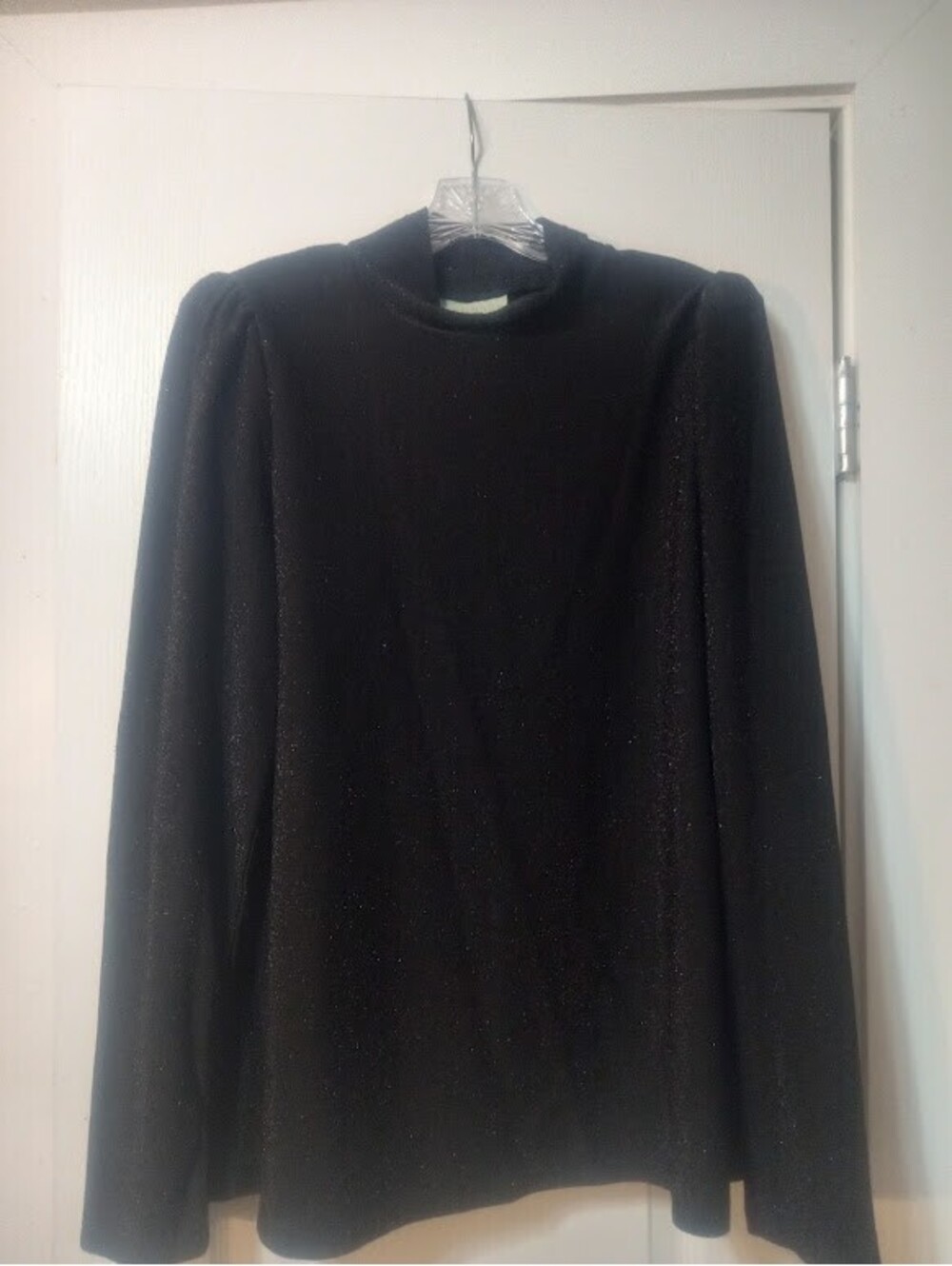 Metallic Black RyeGrass Mock‑Neck Top Size XL